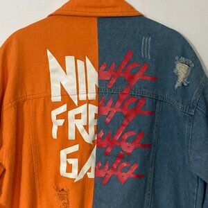 Split Denim/Orange Graffiti Jacket L